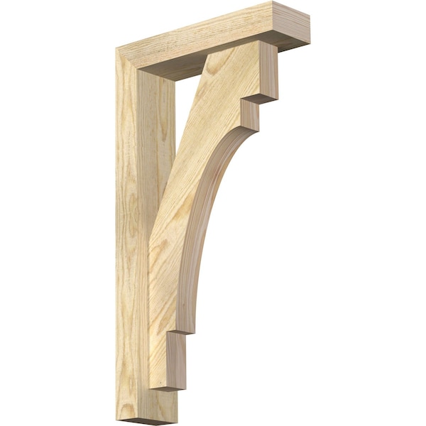 Ekena Millwork Merced Block Rough Sawn Bracket w/ Offset Brace, Douglas Fir, 4"W x 14"D x 26"H BKT0402X14X26MRC05RDF - main